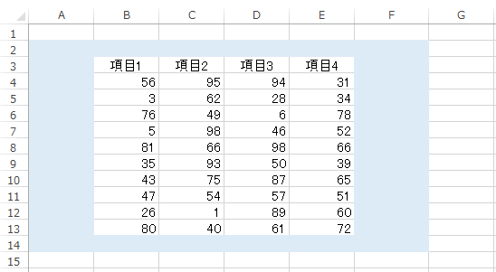 データの入っている表を一括で選択する方法1（Excel VBA）