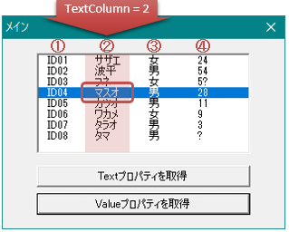 リストボックス TextプロパティとValueプロパティの違い（Excel VBA）