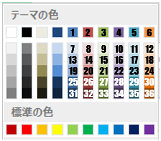 エクセル VBA マーカー付き折れ線グラフ系列の塗り・線色をテーマの色【Office2007-2010】36色に変更する