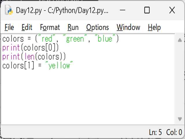 Python3 エンジニア認定基礎試験 練習問題 Day12：タプル（tuple）の基本
