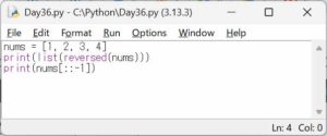 Python3 エンジニア認定基礎試験 練習問題 Day36：組み込み関数（reversed, slice）