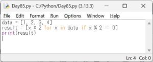 Python3 エンジニア認定基礎試験 練習問題 Day85：リスト内包表記の応用